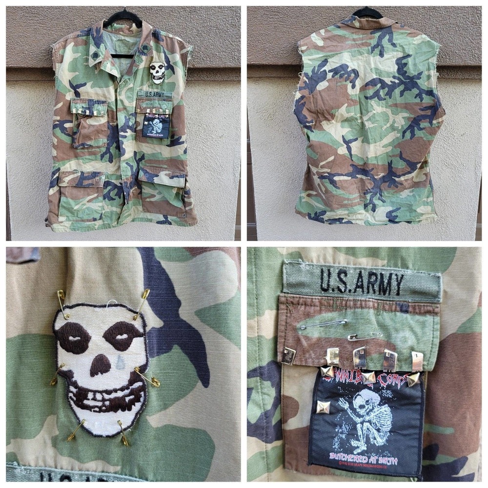Upcycled Military Camo Jacket Vest - Picture 1 of 10